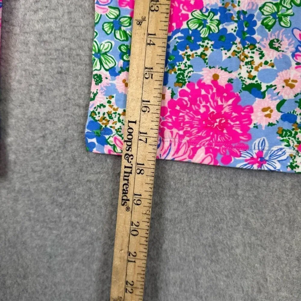 Lilly Pulitzer Girls Size 14 Floral Print Long Sleeve Tee T Shirt Pink Blue